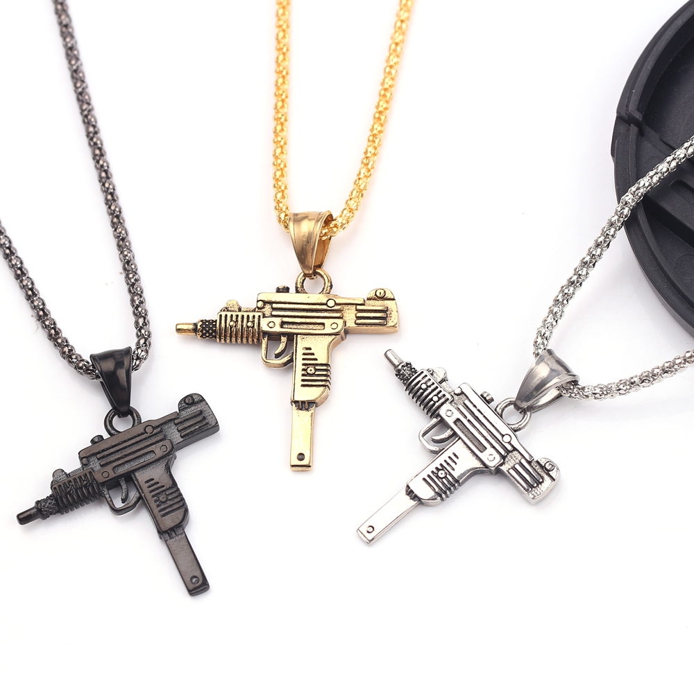Street Fashion Jewelry - Kalung Liontin Senapan Mesin Uzi Punk