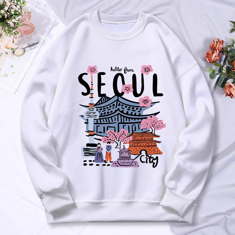 Street Fashion Seoul - Seoul Hoodie wanita, berkerudung kasual hangat