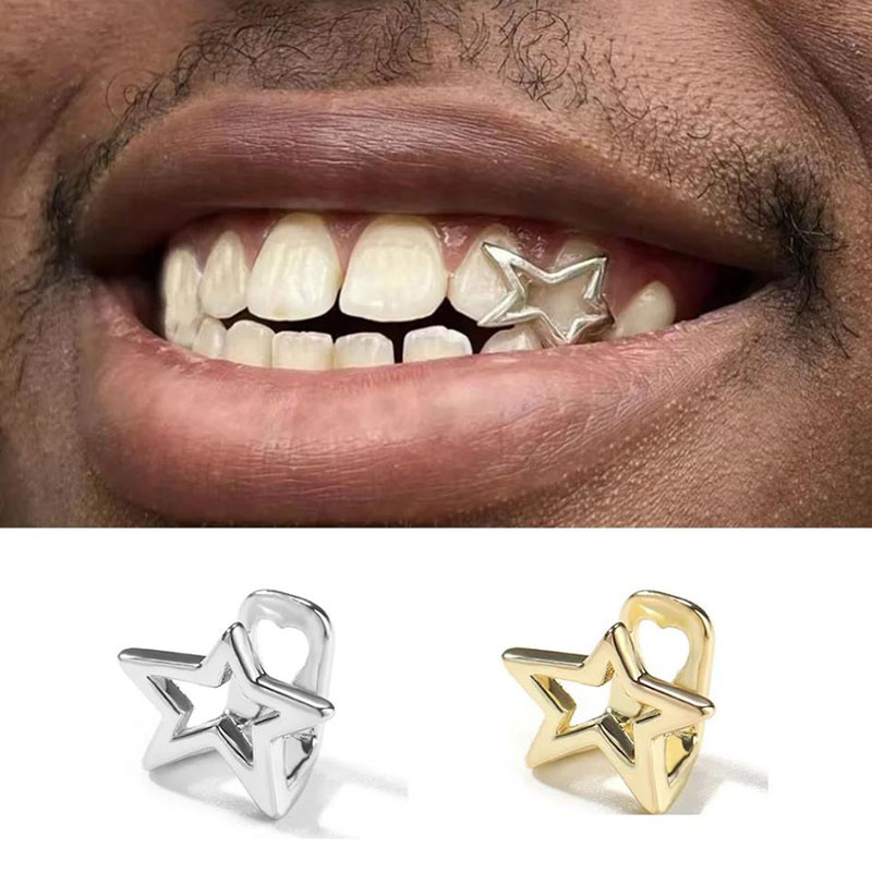 Street Fashion Jewelry - Halloween topi gigi bintang Pentagram berongga