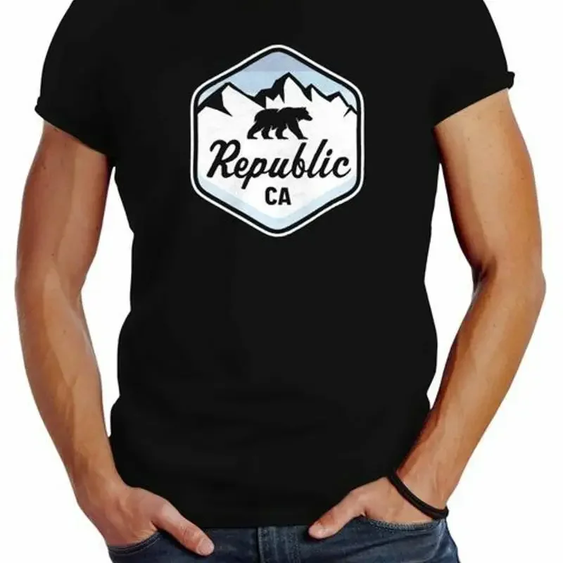 Street Fashion California - Kaos bergambar Lambang Pergunungan California, Mens