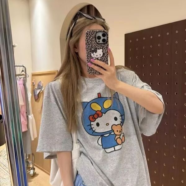 Street Fashion Casual - Kaus Cetak Hello Kitty Lengan Pendek