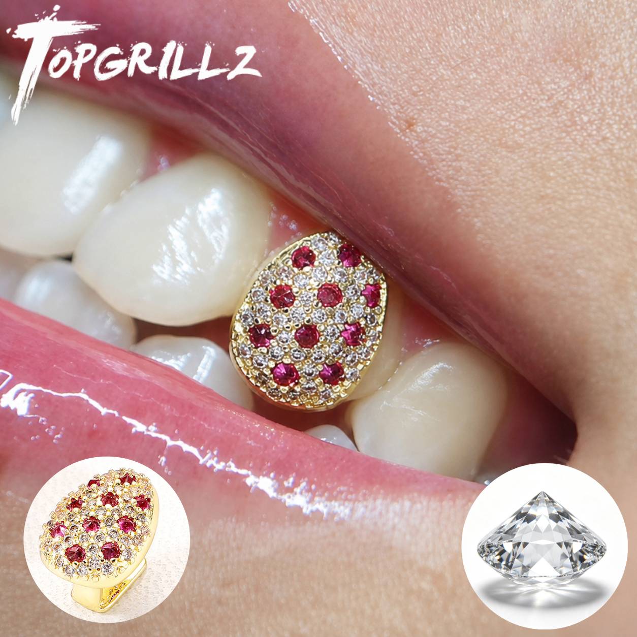 Street Fashion Jewelry - TOPGRILLZ Grillz Gigi Tunggal Oval Campuran