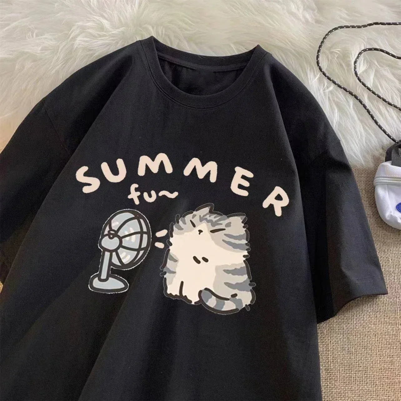 Kaos Korea untuk Wanita, Motif - Fashion Street Cat ulasan dan harga