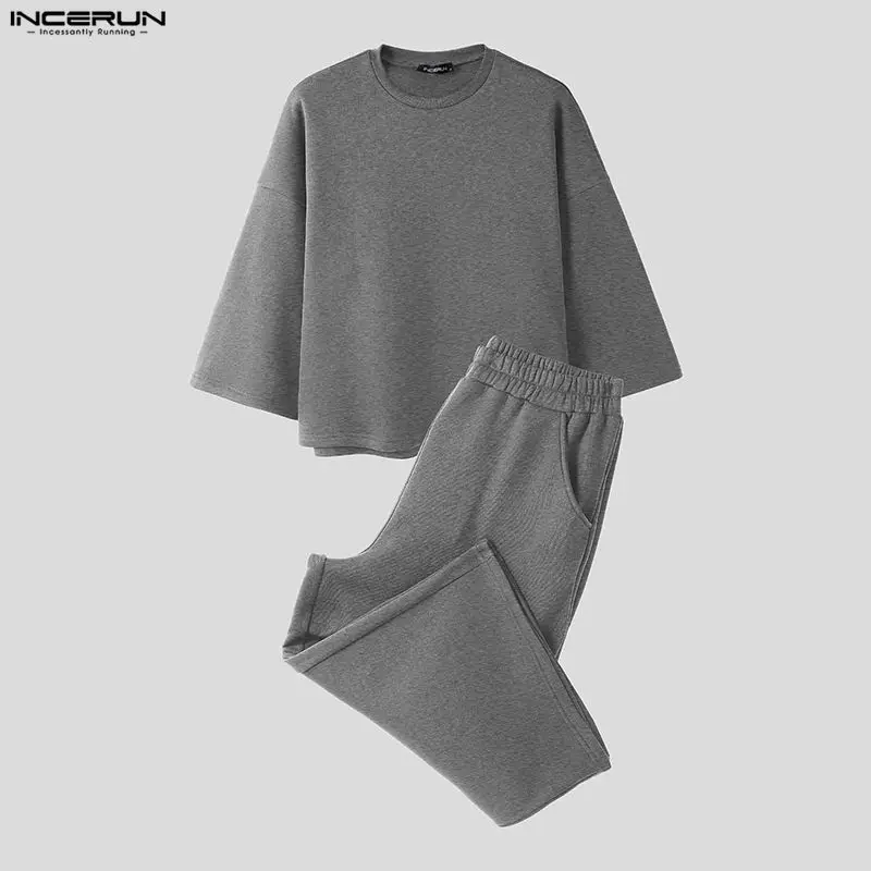 INCERUN Setelan Pria Warna Sol - Street Summer Fashion ulasan dan harga