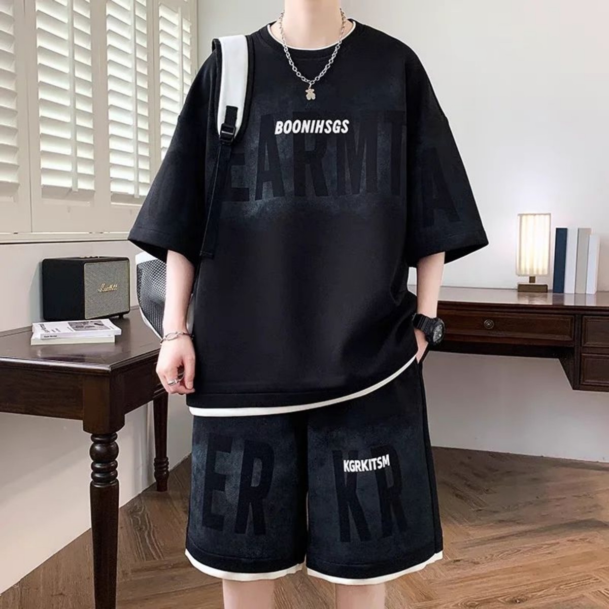 Setelan Celana Pendek Lengan P - Street Summer Fashion ulasan dan harga