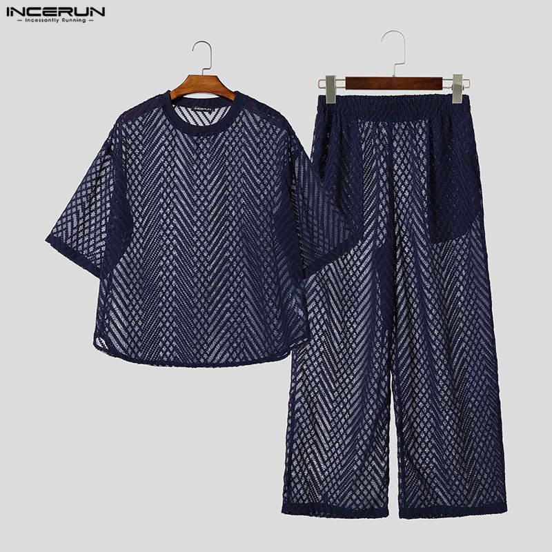 INCERUN Set Pria Bahan Mesh Tr - Street Summer Fashion ulasan dan harga