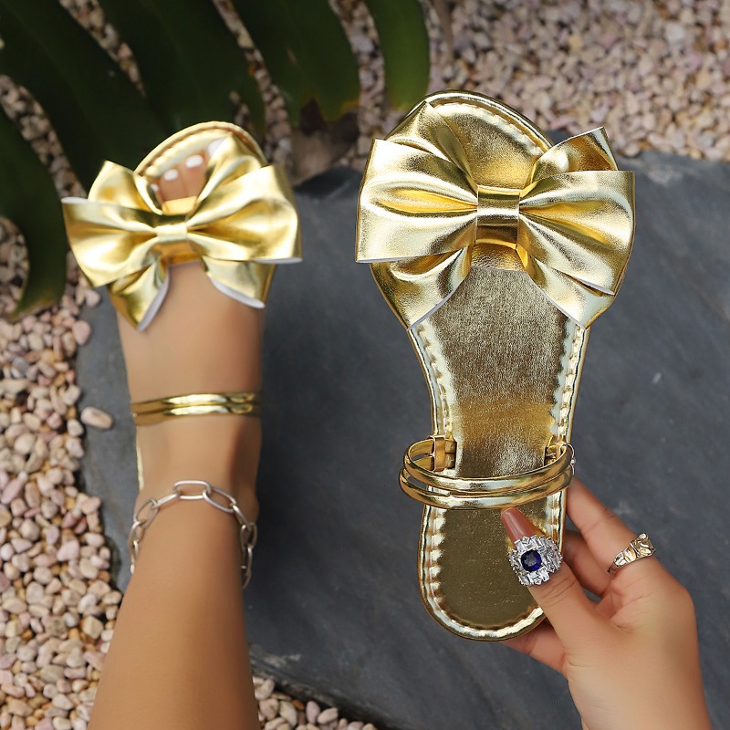 Sendal Wanita Emas Model Datar - Street Fashion Luxury ulasan dan harga