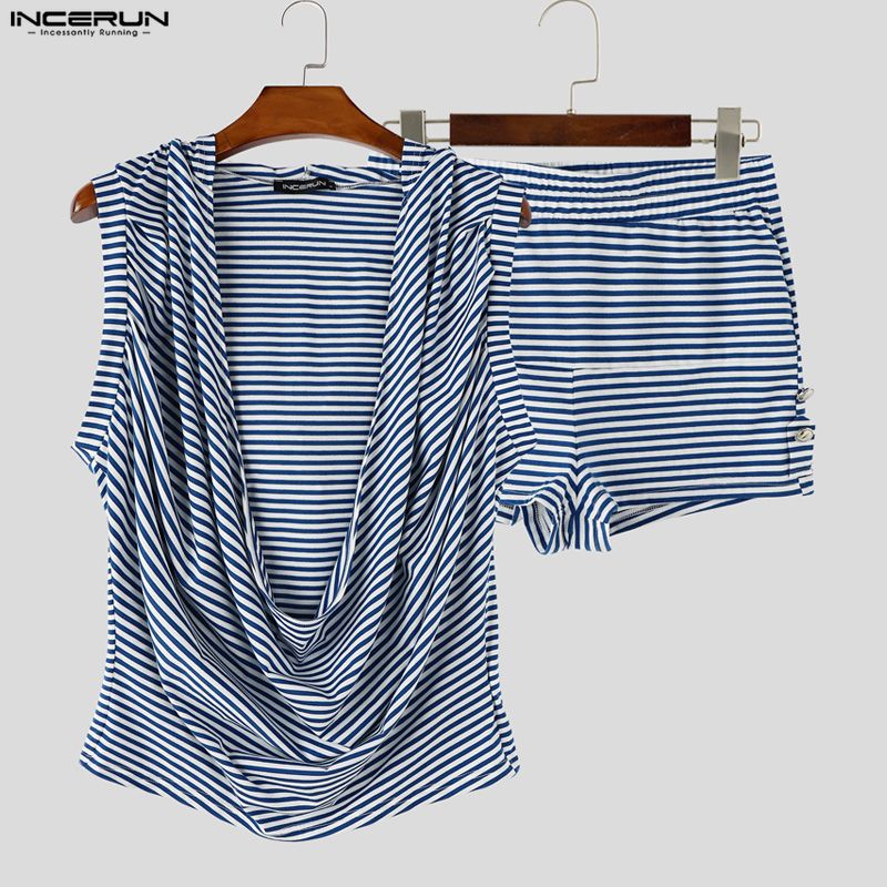 INCERUN Set Bergaris Pria Tank - Street Fashion For Man ulasan dan harga