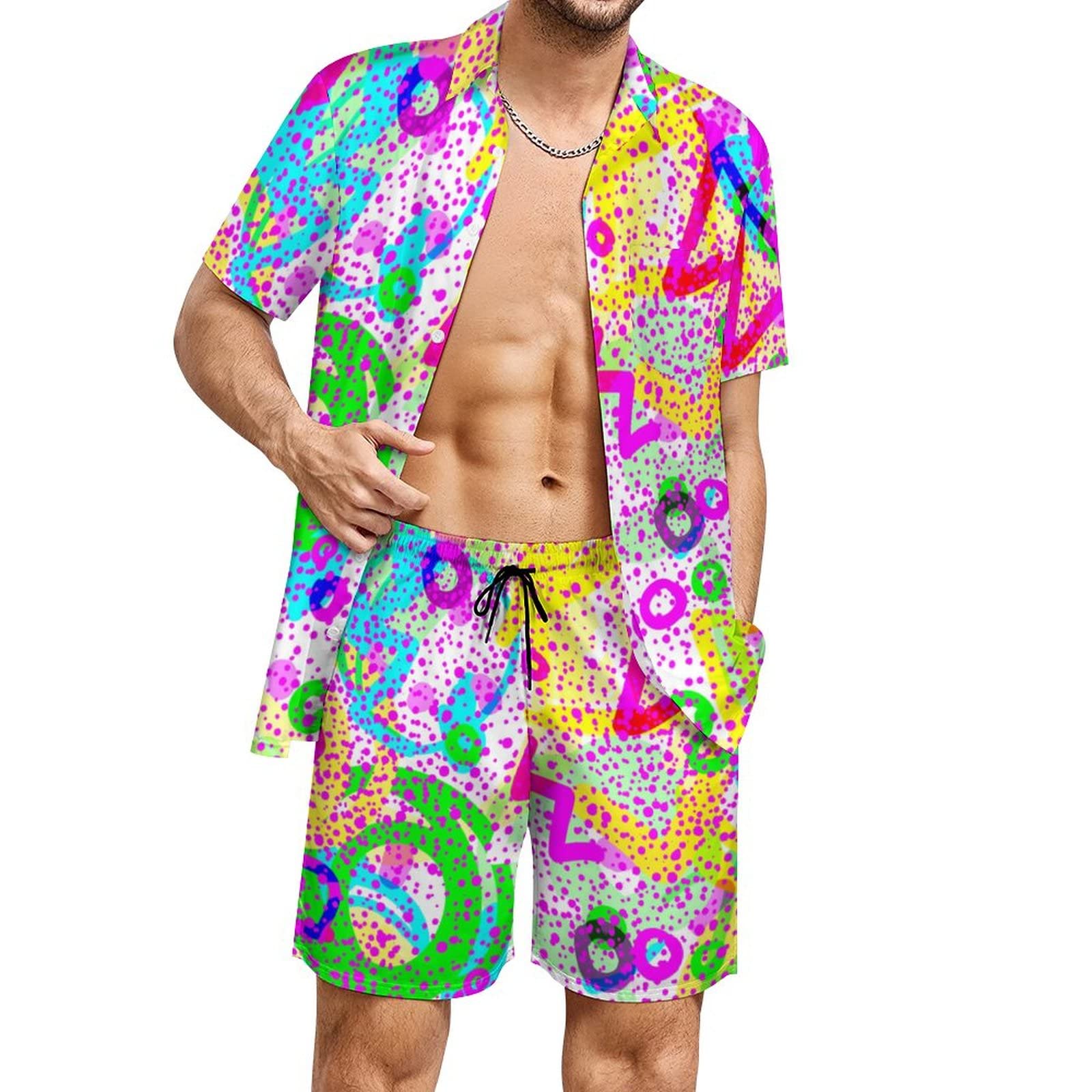 Setelan Kemeja Pria Motif Geom - Street Summer Fashion ulasan dan harga