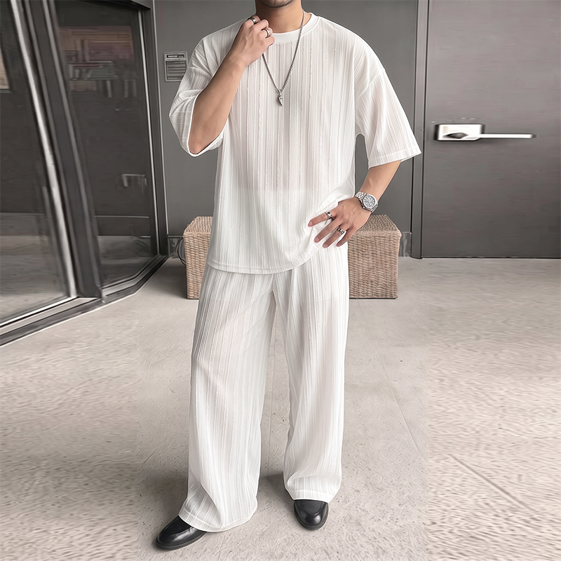 INCERUN Setelan Pria Bergaris  - Street Summer Fashion ulasan dan harga