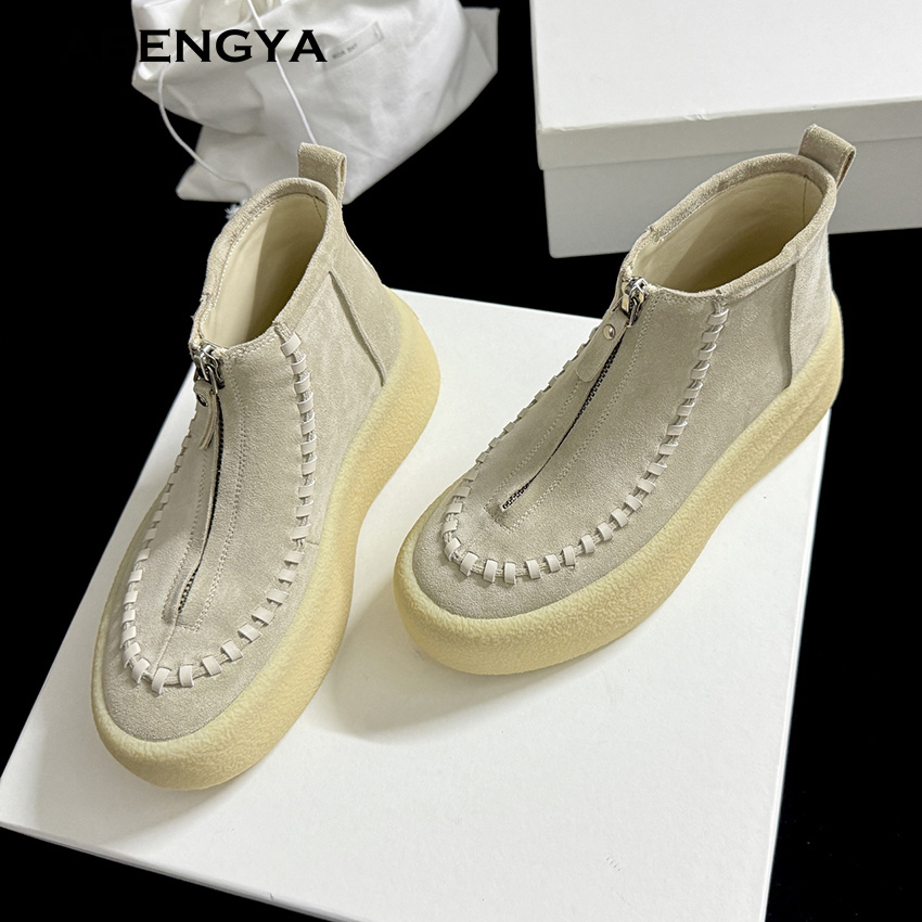 Sepatu Bot Platform Kulit Sued - Street Fashion Kids ulasan dan harga