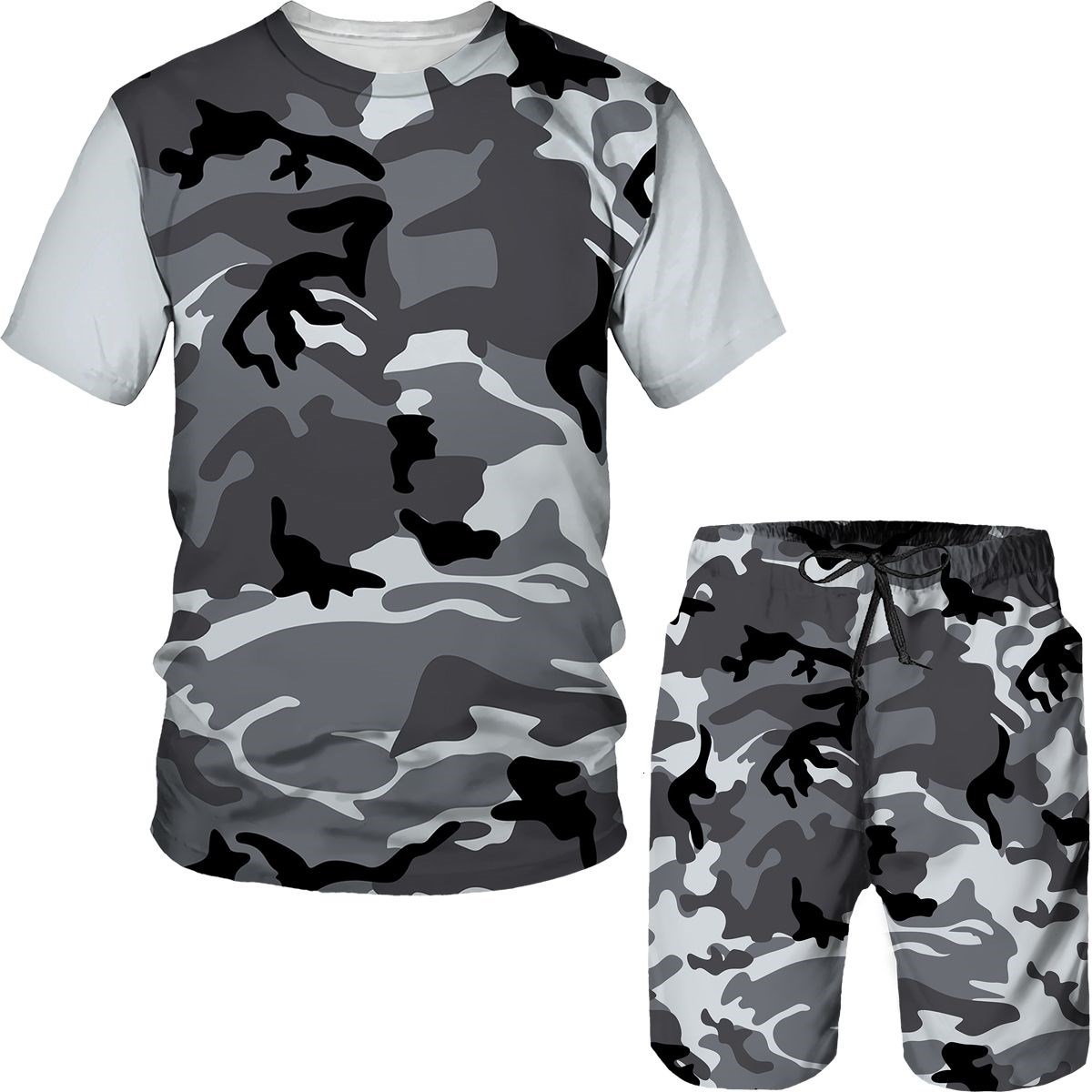Setelan Pria Kamuflase Kaos Ce - Street Summer Fashion ulasan dan harga