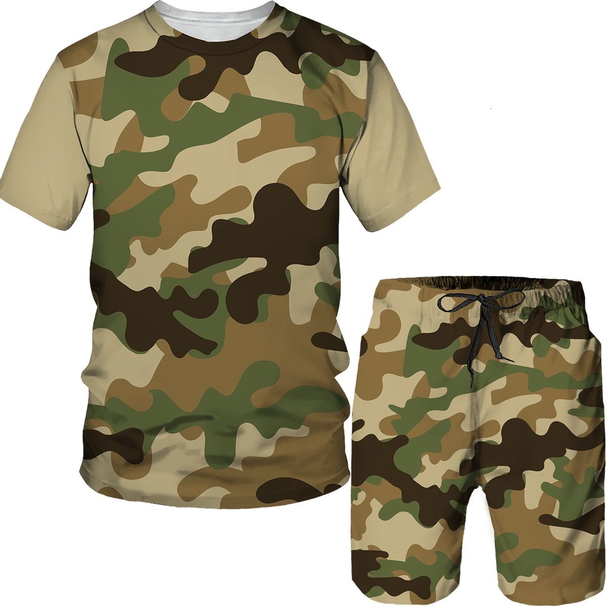 Setelan Pria Kamuflase Kaos Ce - Street Summer Fashion ulasan dan harga