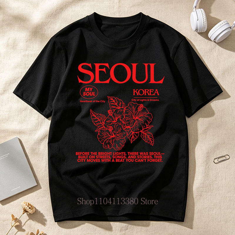 Kaus Gambar Hibiscus Seoul Gay - Street Fashion Seoul ulasan dan harga