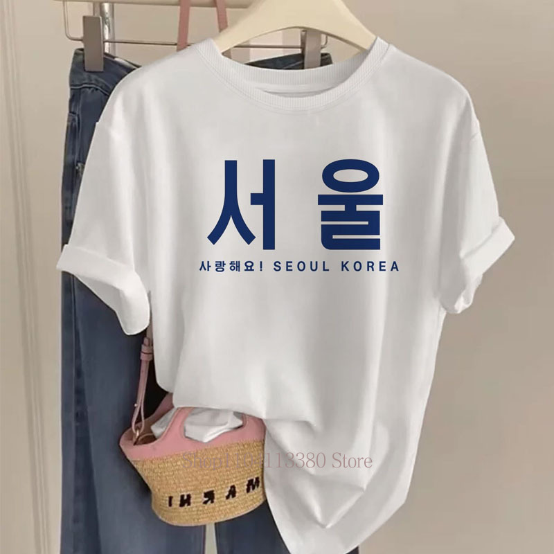 Kaus Cetak Grafis Seoul Korea  - Street Fashion Seoul ulasan dan harga