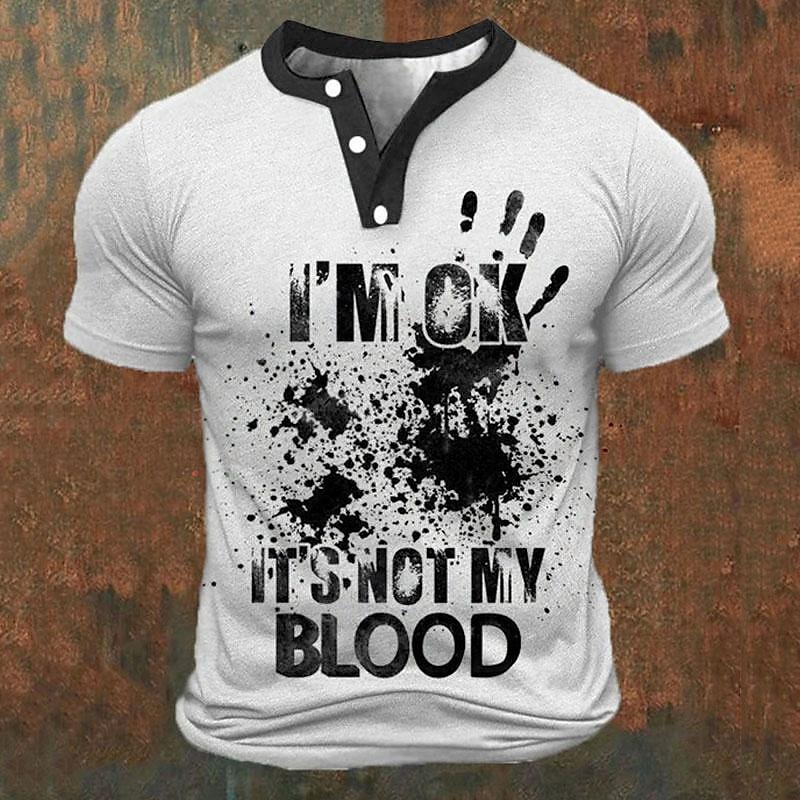 Kaos Henley Pria Cetak Huruf 3 - Street Summer Fashion ulasan dan harga