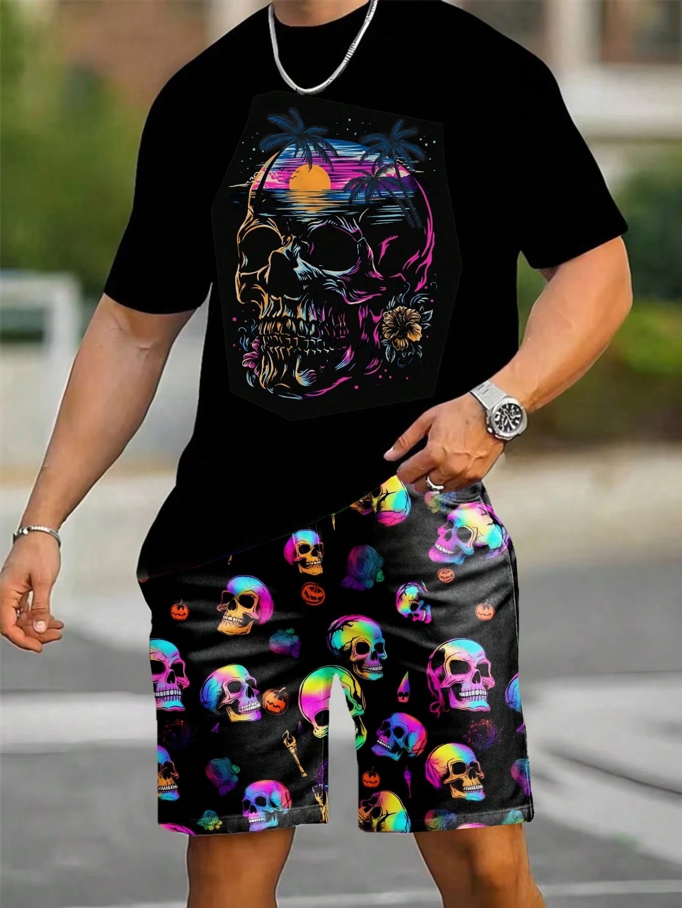 Setelan Kaos Pendek dan Celana - Street Summer Fashion ulasan dan harga