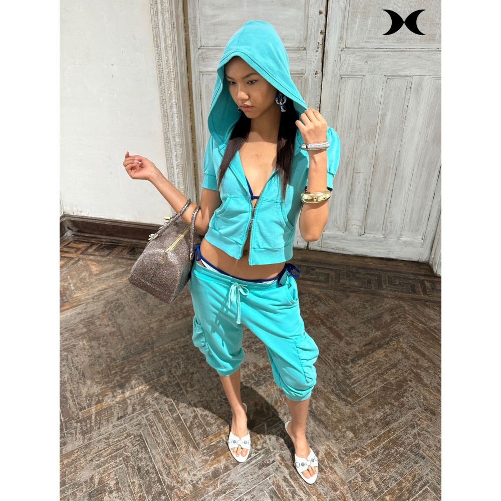 Setelan jaket hoodie pendek be - Street Fashion Casual ulasan dan harga
